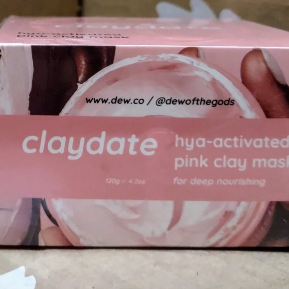 Dew of the Gods Claydate Hya-activated Pink Clay Mask 4.2oz MSRP $42 ~ New Box - Picture 6 of 7